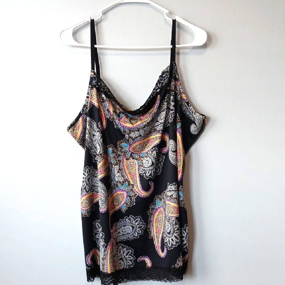 Fashion Bug Y2K Paisley Lace Camisole Tank Babydoll Womens 2X